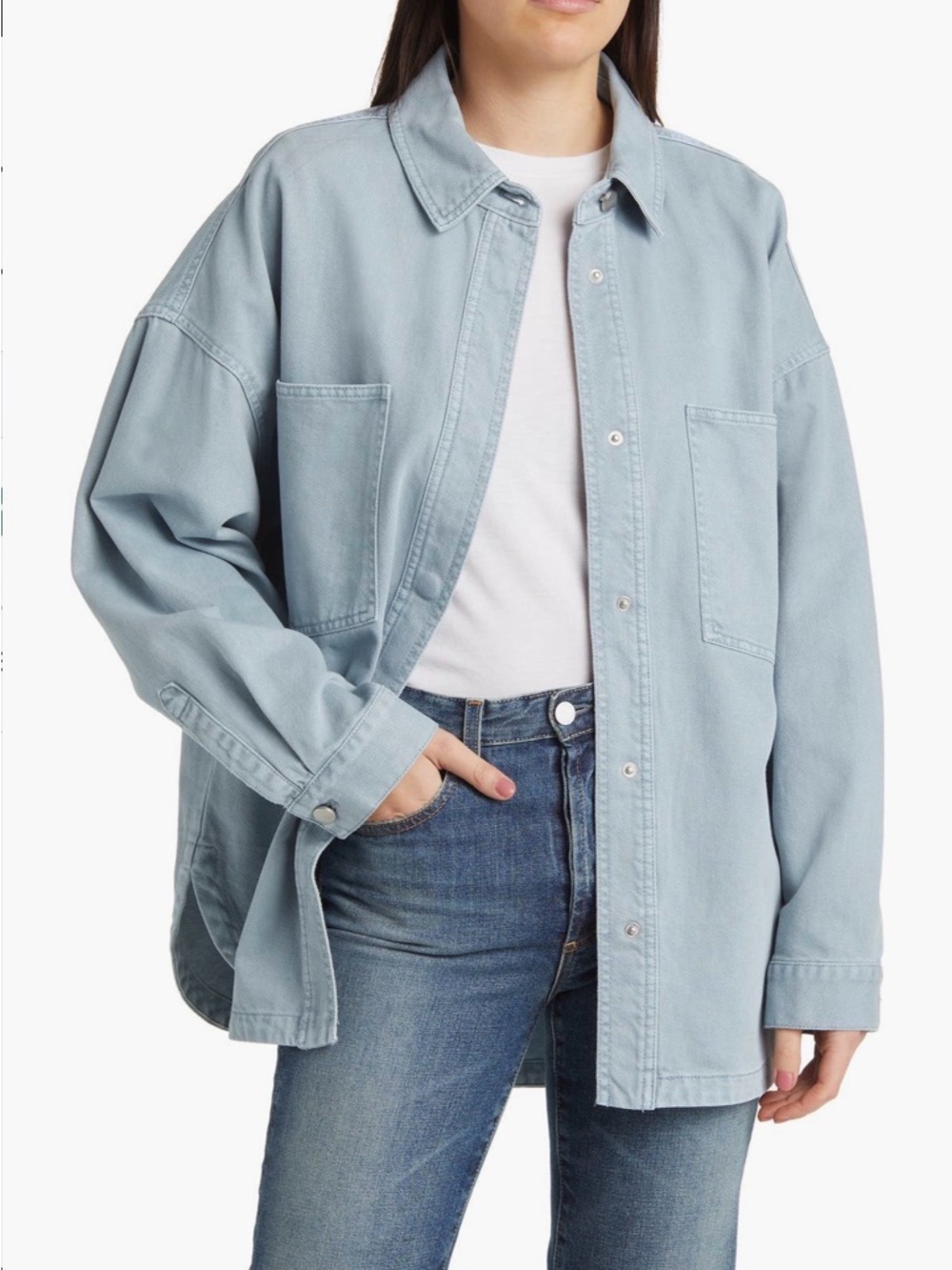 Oversized Light Blue Denim Shacket